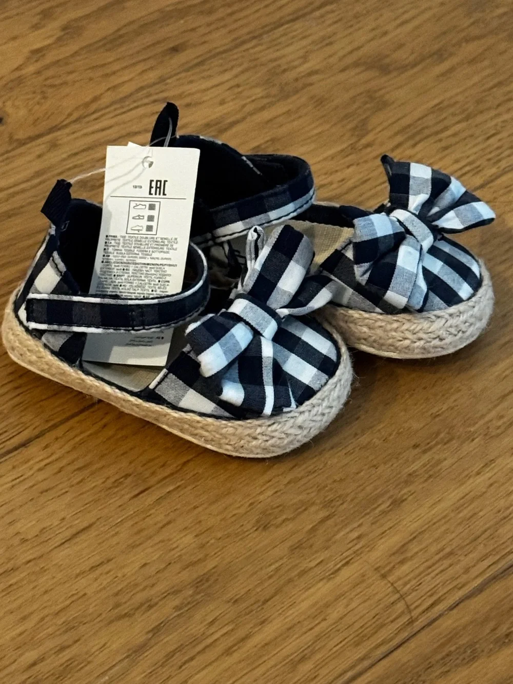 Baby Gap Gingham Bow Espadrille Shoes | Size 0–3 Months | NWT